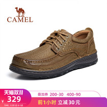 Camel outdoor shoes men 2021 Winter cowhide leather handmade shoes leather thick soled frosted sports casual shoes