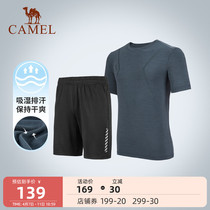 Camel Sportswear Suit Mens Style 2022 Summer New Casual Breathable Running Fitness Training Short Sleeves Two Sets