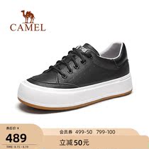 Camel outdoor shoes 2021 autumn new simple increase trend leather lace-up white shoes breathable thick soleplate shoes