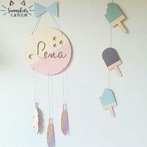 Childrens room ins baby birthday gift creative English Chinese name plate custom wooden wall sign