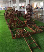 Kindergarten outdoor toys large-scale building blocks to build solid wood carbonized building blocks Childrens early education amusement equipment