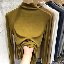 Early autumn knitwear women 2021 new trend half high neck thread slim T-shirt long sleeve base shirt top