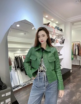 2022 spring new sheepskin leather coat women retro European fashion short young small