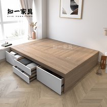 Custom ins small apartment without bedside tatami double high box 1 meter storage storage single bed Designer apartment