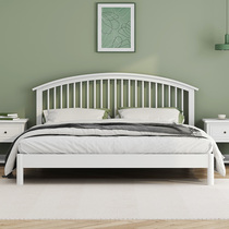 American bed white Nordic solid wood bed modern minimalist color 1 8m Double beds 1 5 m Master sleeper day Minjuku