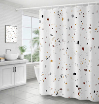 Toilet bathroom terrazzo shower curtain non-perforated waterproof thick mold curtain partition door curtain shower curtain