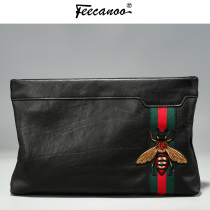 Spikes Recommend New Mens Handbags Genuine Leather Mens Bag Han Version Tide Hand Grab Bag Mens Leather Hand Grab Bag Letter Enveloping