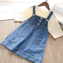 Girls cowboy dress 2023 summer dress suit Ocean Gas Princess skirt baby hanging dress tide