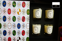 French Diptyque mini fragrance candle 35g single rose Amber Iris mint spot