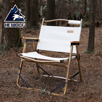 Male wolf outdoor folding chair fishing chair Aluminum alloy portable stool Camping beach chair Wood grain director chair
