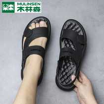 Mullinson leather sandals men 2021 summer drive outside wear Men trend dual use breathable leisure sandals W