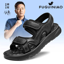 Fugui bird mens shoes 2022 Summer men sports sandals mens real leather Toes Soft Bottom Males Thick Bottom Beach Shoe Men