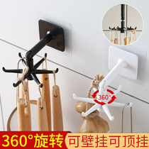 Rotatable adhesive hook non-perforated kitchen storage artifact wall-mounted wall vertical hanger strong hook storage rack
