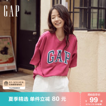 Gap men and women dress retro LOGO letters pure cotton short sleeve T-shirt 688537 summer loose coats