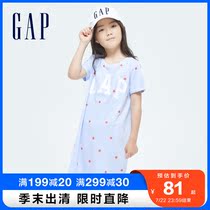 Gap Girls logo pure cotton short-sleeved dress 696671 summer 2021 new childrens clothing loose round neck T-shirt dress