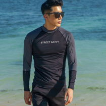 New diving suit mens split sunscreen long sleeved swimsuit size diving suit quick-drying surf jellyfish dress Black