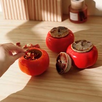 Persimmon ruyi ceramic sealed jar can candy ceramic tea pot ins wind gift ornament storage jar storage jar