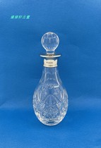 Western Antique Silverware] Birmingham England 1969 925 sterling silver cut crystal glass wine bottle