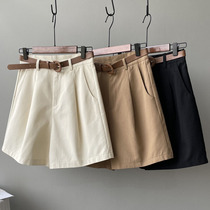 Suit shorts womens summer Korean version of high waist loose wide leg pants small casual overalls medium pants five-point pants