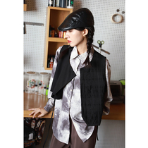 Vest irregular black autumn retro new 2021 short thin Hong Kong style lace-up vest jacket top