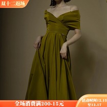 2021 New Birthday party dress dress senior sense banquet temperament celebrity light luxury niche green dress