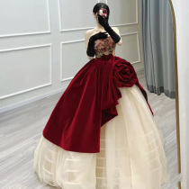 2022 New Rose Rider Bride Toast to the Annual Conference Retro High Senior Senses Late Engagement Gown Dress Petty wedding dress