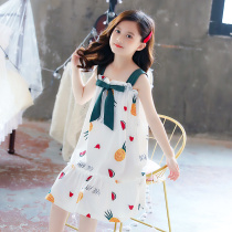 Girls Pajamas Summer suspenders thin cotton night dress Princess girl Childrens fashion cute home clothes