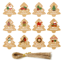 48 Christmas tag Christmas tree styling Kraft paper gift elevator cute gift packaging Christmas tree decoration