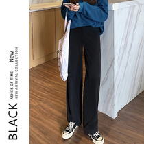 Black suit pants womens straight tube loose spring and autumn thin fall feel mopping casual pants summer high waisted wide leg pants