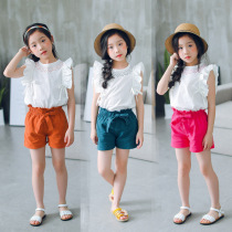 New childrens clothing Summer Korean version Childrens clothing Cotton Hemp Broadlegs Shorts Hot Pants Summer Style Shorts Breathable Shorts