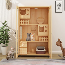Large solid wooden cat Villa cat cage large family cat house luxury cat house free space three-story Cat House