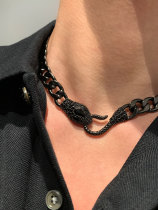 MUSEDEN heavy industry custom du head Cuban black snake necklace for men and women