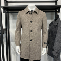 ABE double-sided Nie coat mens counter brand autumn and winter lapel warm down liner wool jacket medium and long