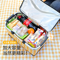 Outdoor picnic basket picnic mat moisture-proof portable insulated basket with lid fast food basket folding take-out delivery box shopping basket