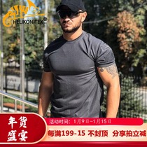 Original helikon Hliken Tactical T-shirt Mens Round Neck Solid Color Outdoor Quick Dry Sports Leisure Short Sleeve Summer