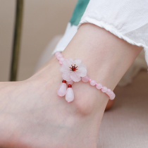 Pure jewelry powder crystal flower anklets female preparation students hipster art fan accessories Joker Atmosphere Simple