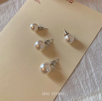 JRNJ Korean Blogger Fever Popularity Same Quality ins925 Silver Shijia Big Pearl Round Earrings