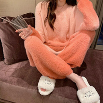 Light luxury mink velvet ~ Daily Gtra ~ gradient ins Wind ladies pajamas autumn and winter soft two-piece suit