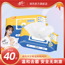 Clean wind wet toilet paper sanitary wet paper towel with lid sterilization cleaning portable can flush toilet 40 pieces 1 pack