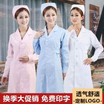Nurse uniform summer short sleeve female suit collar white coat winter long sleeve pharmacy beauty salon work suit uniform