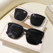 Big frame beige sunglasses female summer UV protection big face thin Korean fashion couple driving polarized sun glasses