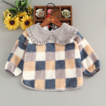 British dolls in autumn and winter plus velvet padded baby overalls waterproof children's dining clothes children's anti-wearing apron foreign style