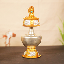 Nepal Wenba pot pure copper Tibetan Buddhist supplies gilt gilt silver water purification bottle Buddha Hall imported pure copper Ben pot