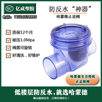 哈蒙德厨房下水道防返水止回阀pvc卫生间水管单向阀反水倒流倒灌