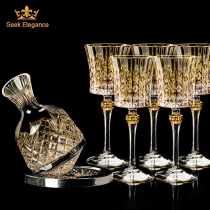 Golden luxury gold spinning top does not pour decanter Imported crystal glass red wine glass gift box set Home use