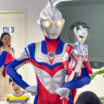 Adult Ultraman clothes Helmet headgear cos performance suit Diga luminous male one-piece tights performance clothing