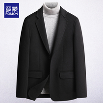 Romon fall winter men's double-sided wool padded warm youth suit detachable down liner coat men