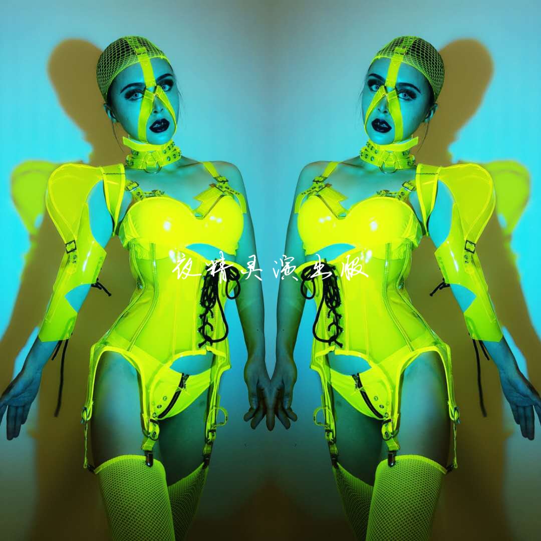 Night Elf Nightclub Bar Sexy Fluorescent Green Bikini Girl Gogo Interactive Atmosphere Party Theme Costume