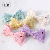 Memory PetKorean Pet Headdress Cat and Dog love gem Lace Bow Hairpin side clip