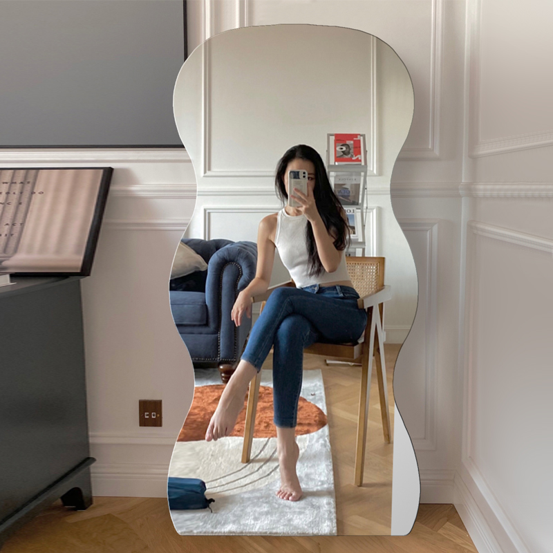 Simple European floor-to-ceiling mirror bedroom cloakroom hanging mirror dress mirror clothing shop beauty shop set full body audition